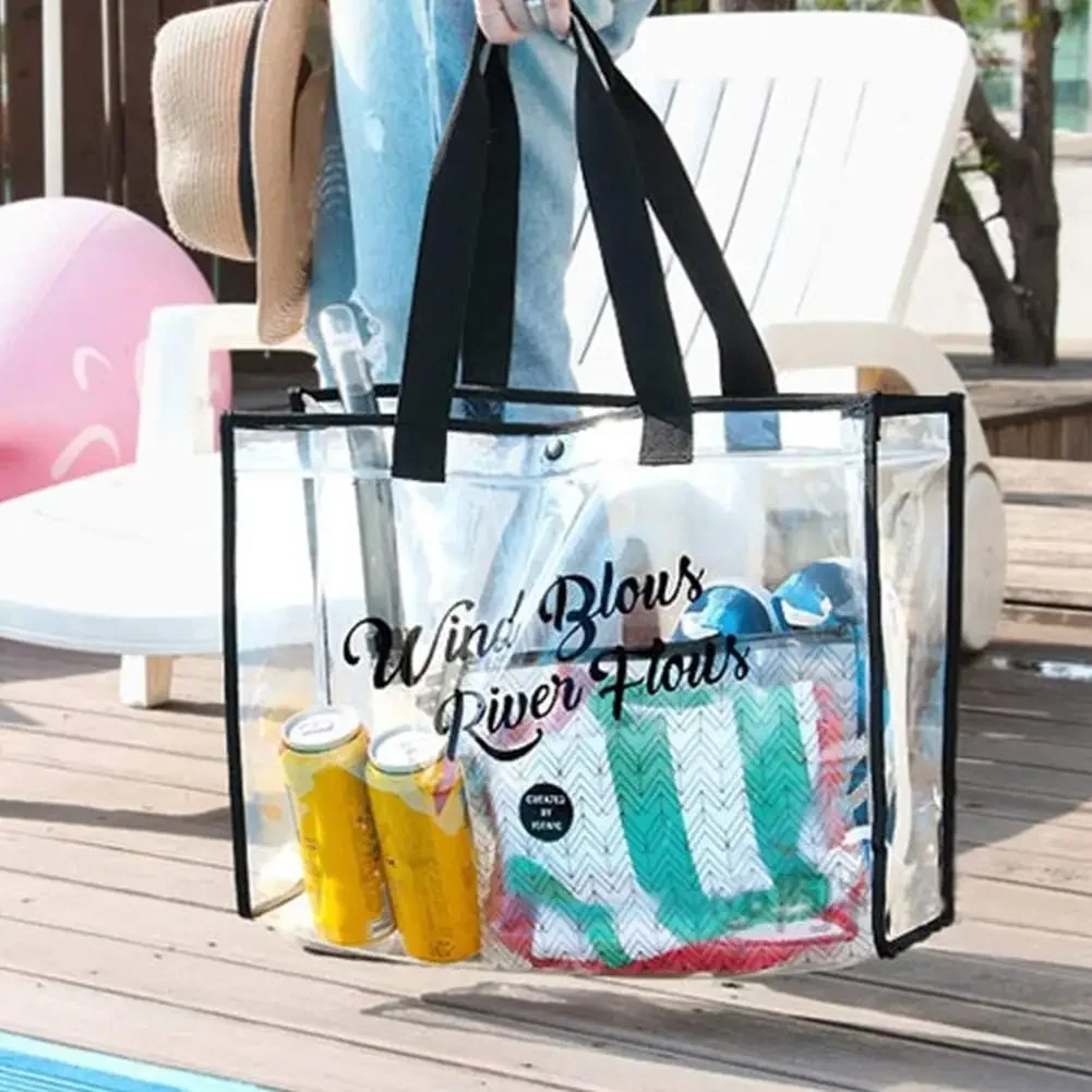 

Transparent PVC Bag Travel Handle Swimming Bag for Water Training for Outdoor Makeup Bag Bag for Beach Travel Organizer Vintage