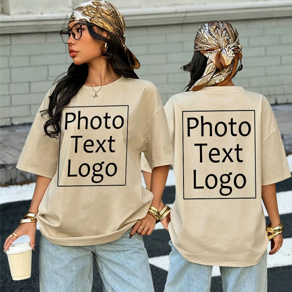 21 Color Custom T Shirt Personalized Design Woman Casual Crewneck T-Shirts Cotton Summer Clothes Y2K Breathable Oversized Tops view 2