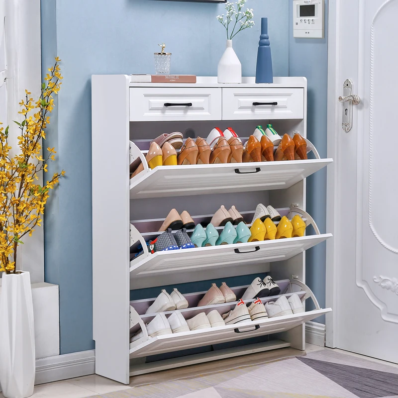 Living Room Furniture Shoe Cabinet Indoor and Outdoor Use Dustproof Luxury Wooden Shoe Storage