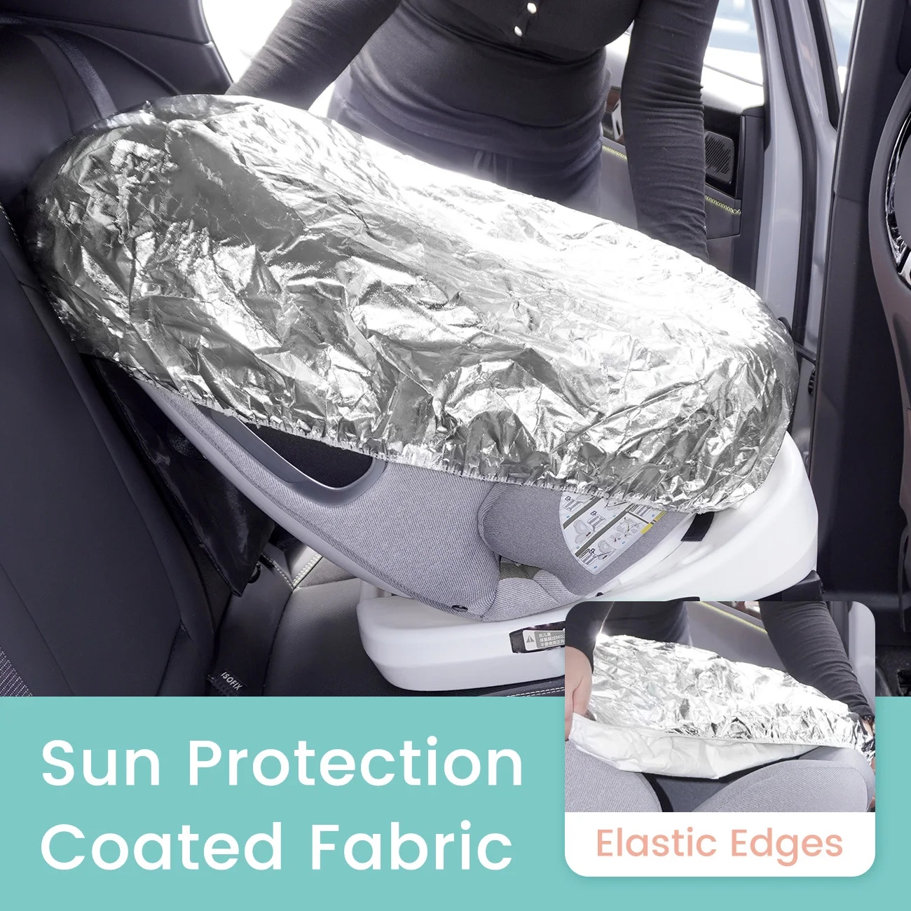 1PC Aluminum Film Flocked Double-Layer Insulation Baby Car Seat Sun Shade Cover Blocks Out Heat & Sun UV Covers Universal Baby