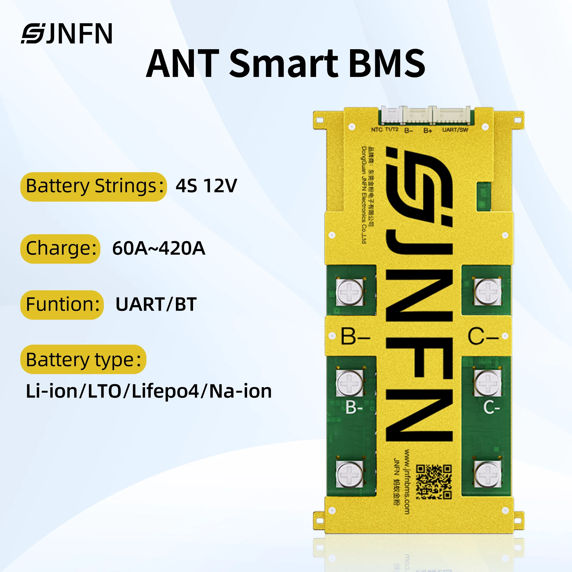 ANT BMS 4S 12V LiFePO4/LTO/NCM 60A 110A 130A 400A 420A Bluetooth for Electric Scooter/Bike 18650 21700 Battery Smart BMS