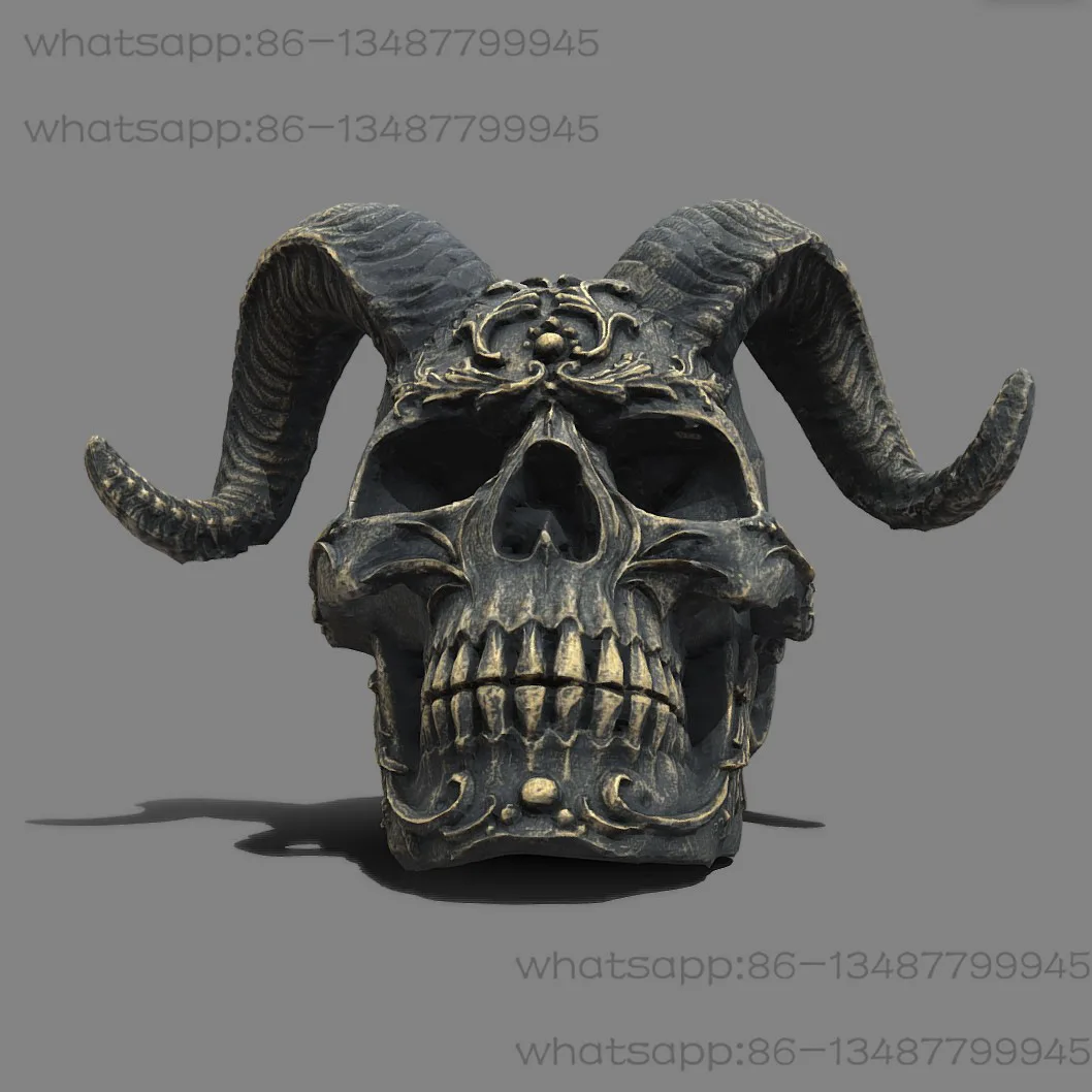 2026-New Gothic Style Horns Skull Statue Punk Satan Sculpture Ornament