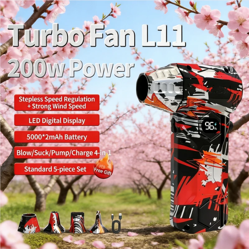 

L11 Brushless Violent Fan Turbo Jet Blower 450000RPM 53m/s Strong Winds Vacuum Dust Cleaner Powerful Air Blower Type-C
