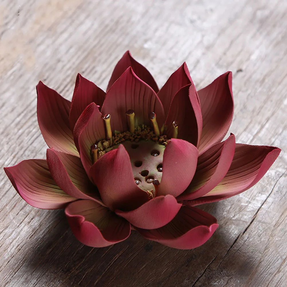 

1Pcs Lotus Shaped Incense Holder Ceramic Censer Decorative Incense Burner for Home Temple Yoga Living Room Aromatherapy