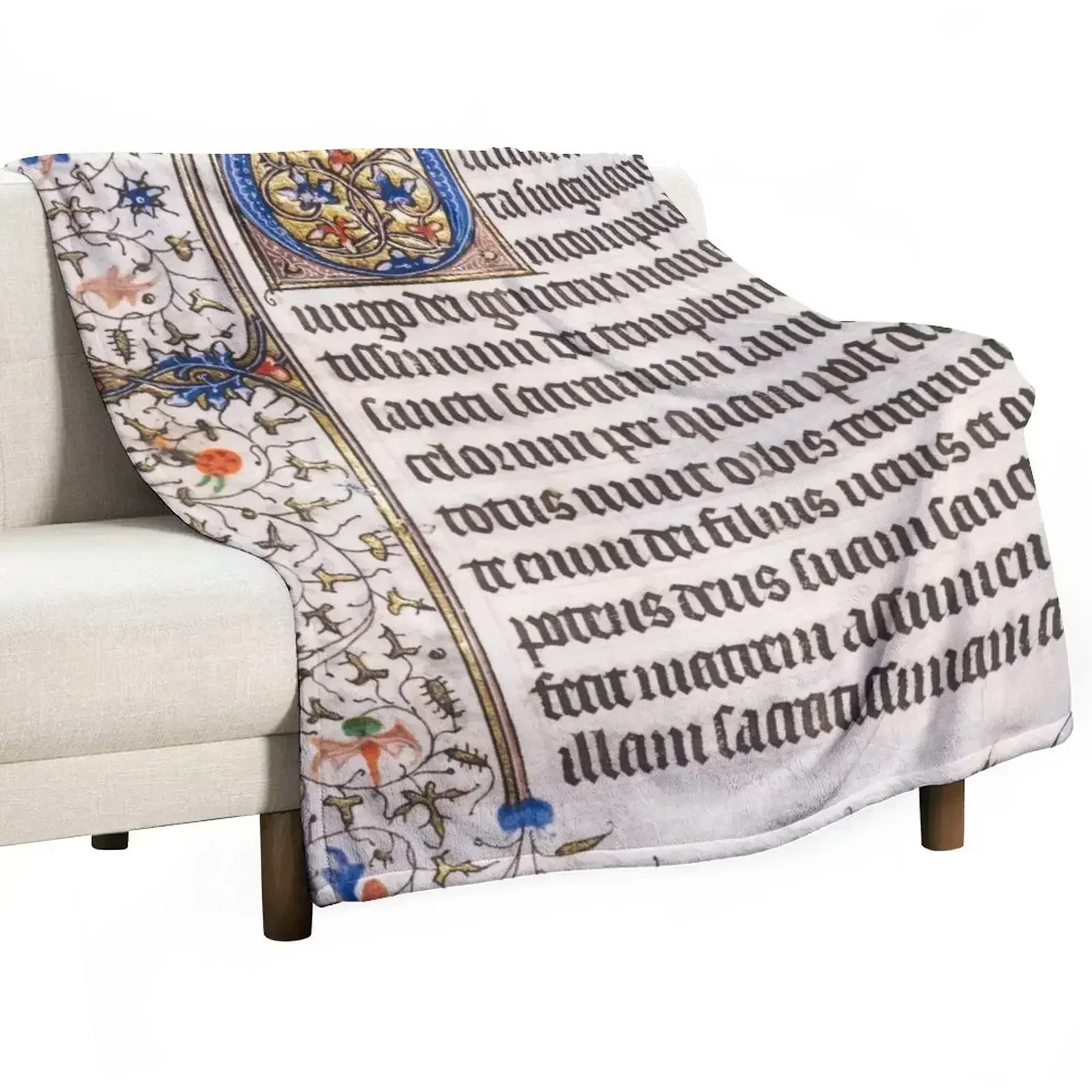 Wonderful Decorated Initial from an Illuminated Manuscript, 1420 A.D. Throw Blanket For Baby Luxury Brand Blankets