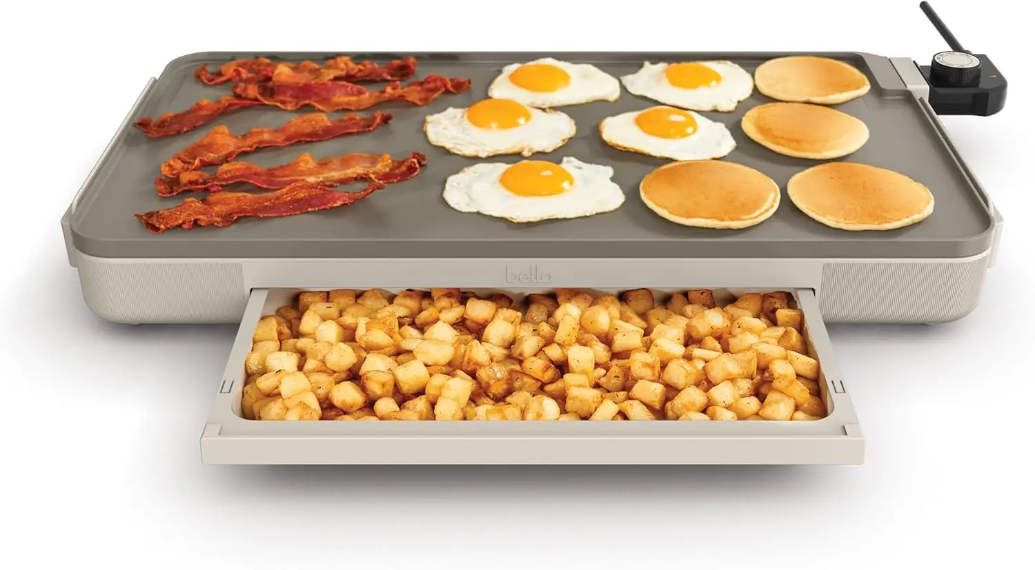 

12x22 Electric Griddle with Warming Tray, Ceramic Nonstick Coating, Removable Probe, Dishwasher-Safe Drip Tray