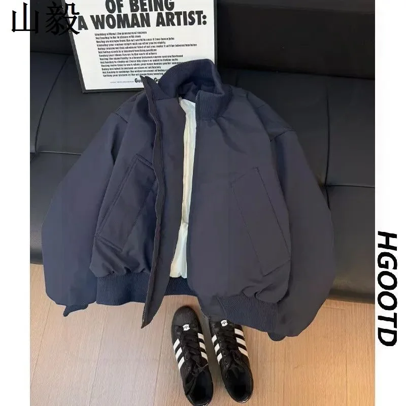 Cleanfit American Style Thickened Cotton Jacket Stand Collar Men's Winter Casual Outerwear Couple's Warm Polyester Fiber Coat