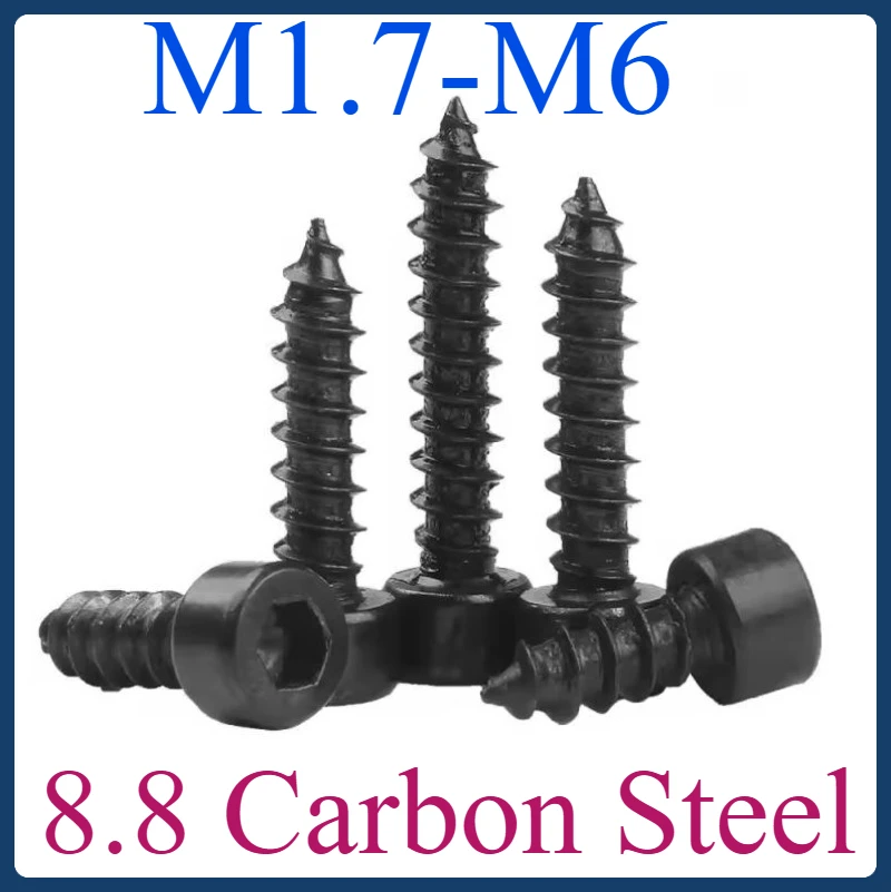 

Hex Hexagon Socket Cap Head Self Tapping Screw 8.8 Gradese Black Carbon Steel M1.7 M2 M2.3 M2.6 M3 M3.5 M4 M5 M6 Allen Head Scre