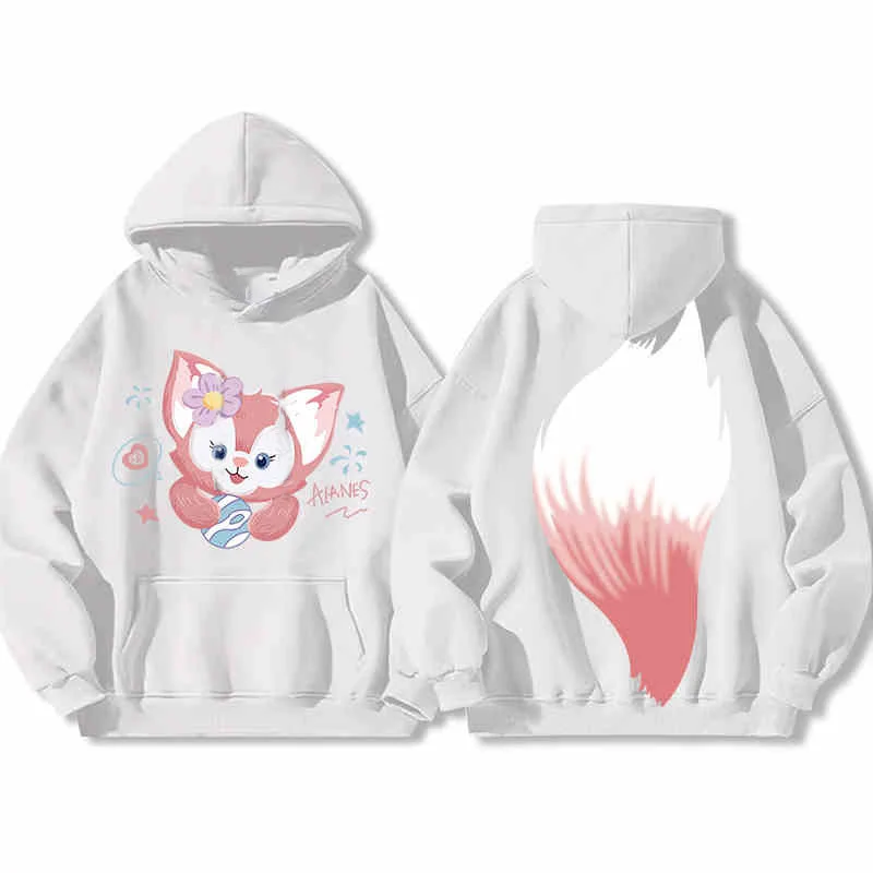 Disney Lina Bell Women\'s Hoodies Autumn Fashion Brand Trend Cartoon Anime Clothes Cotton Hooded Jacket Loose Womens Clothing Top