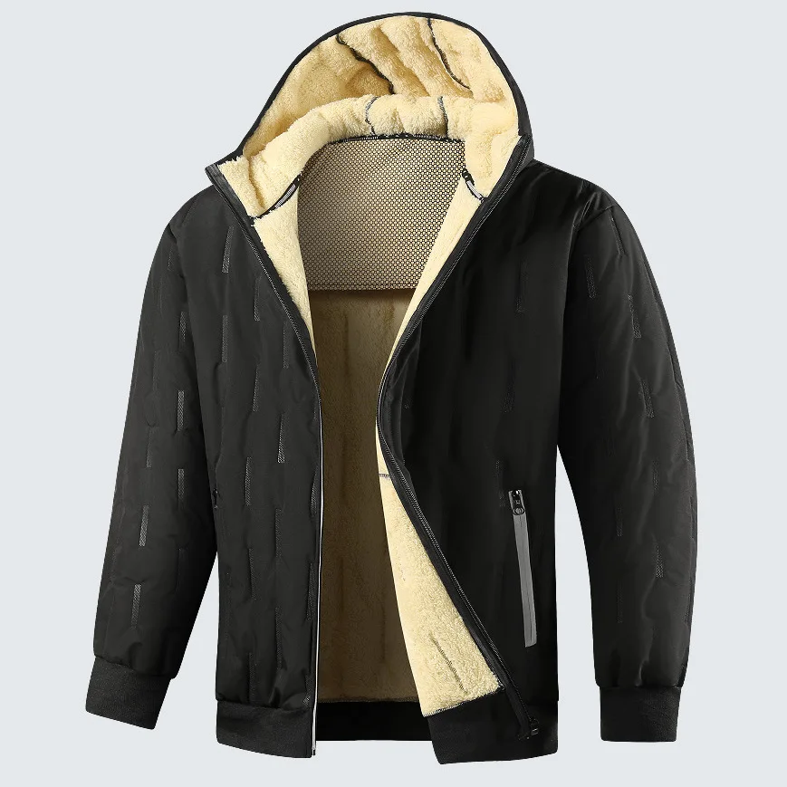 

2025 New Men's Winter Graphene Thermal Hooded Jacket Fleece Lined Thick Warm Coat Outdoor Sports Parka Winter Jacket Man Clothes