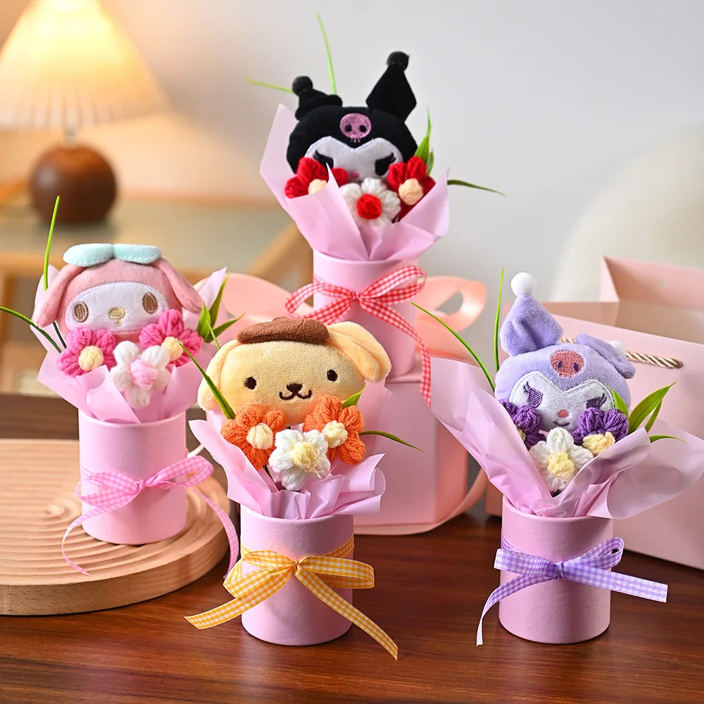 

Bucket Cartoon Bouquet Kuromi Cinnamoroll Plush Doll Sanrio Eternal Flower Gift Box Valentine's Day Christmas Graduation Gift