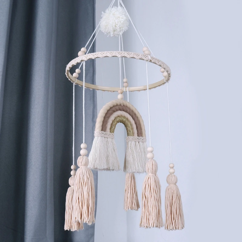 Macrame Regenboog Muur Opknoping Decoratie Boho Home Decor Feestartikelen Baby Shower Dorm Kinderkamer Bead Kwasten Ornamenten