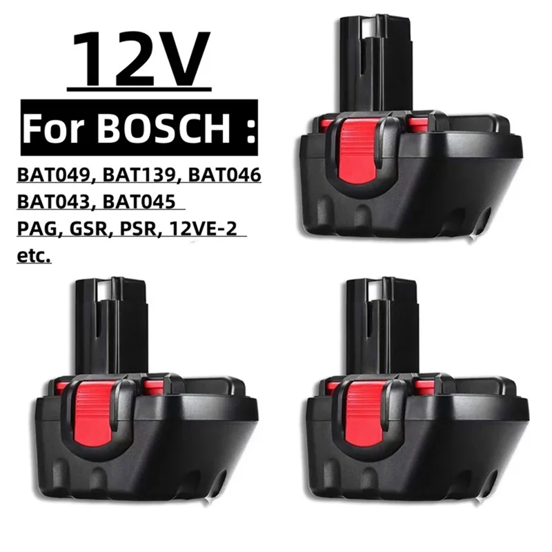 

For Bosch 12V screwdriver battery rechargeable, 12V, 12800mAh, PSR, BAT043, BAT045, BAT046, BAT049, 2607335273, 2607335274