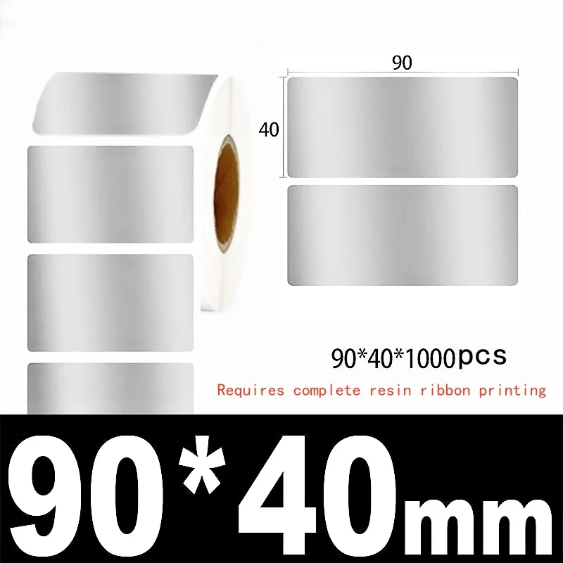 Selbstklebendes PET-Aufkleber in Mattsilber, Barcode-Druckpapier, leere Rolle, wasserfest, reiß- und ölbeständig, festes Asset-Etikett