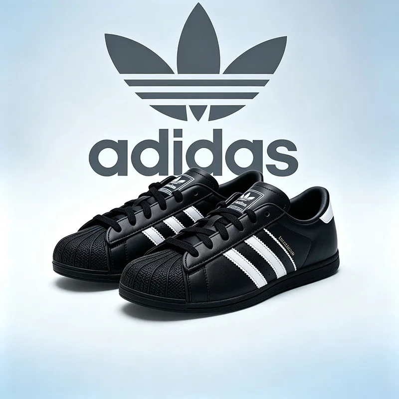 Adidas clover women's shoes - classic black vintage shell-top rest sports sneakers - comfortable and versatile KI6824