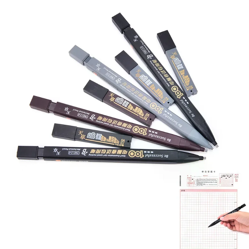 2B Black Lead Holder Exam Mechanical Pencil With Lead Refill Set Office Supplies