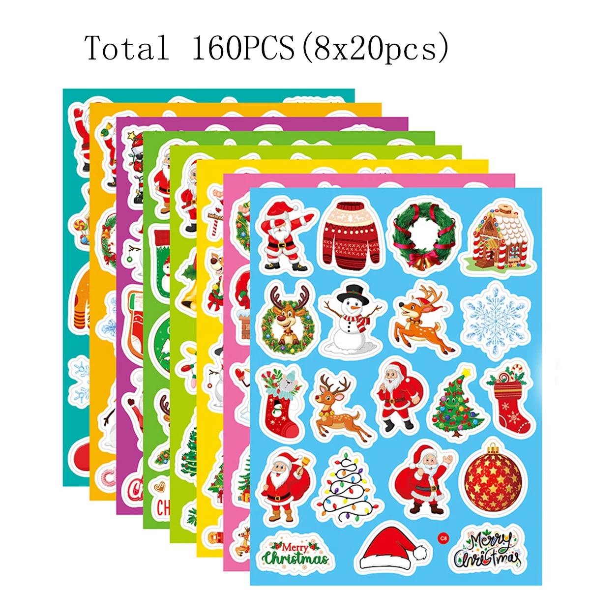 160Pcs Holiday Stickers Christmas Theme Stickers for Kids  Christmas Ornament Stickers Bulk Pack Party Gifts for Adults Party