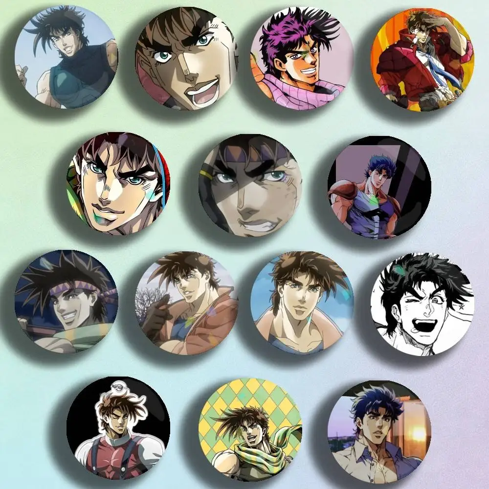 Anime JoJo Joseph Joestar Icon Badge Handmade Tinplate Brooch for Backpack Clothes Chest Ornament Gifts