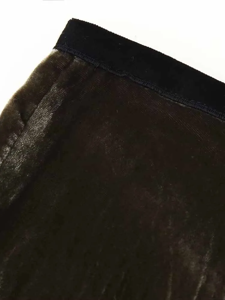 النمط الأوروبي والأمريكي الشتاء الوافدين الجدد ملابس نسائية عصرية وبسيطة تنورة دانتيل مخملية عالية الخصر