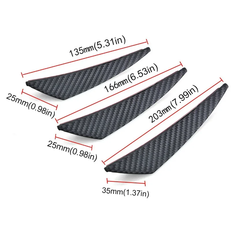 6pcs Universal Front Bumper Lip Decoration Diffuser Splitter Fins Body Spoiler Canards Valence Chin Car Tuning Canard