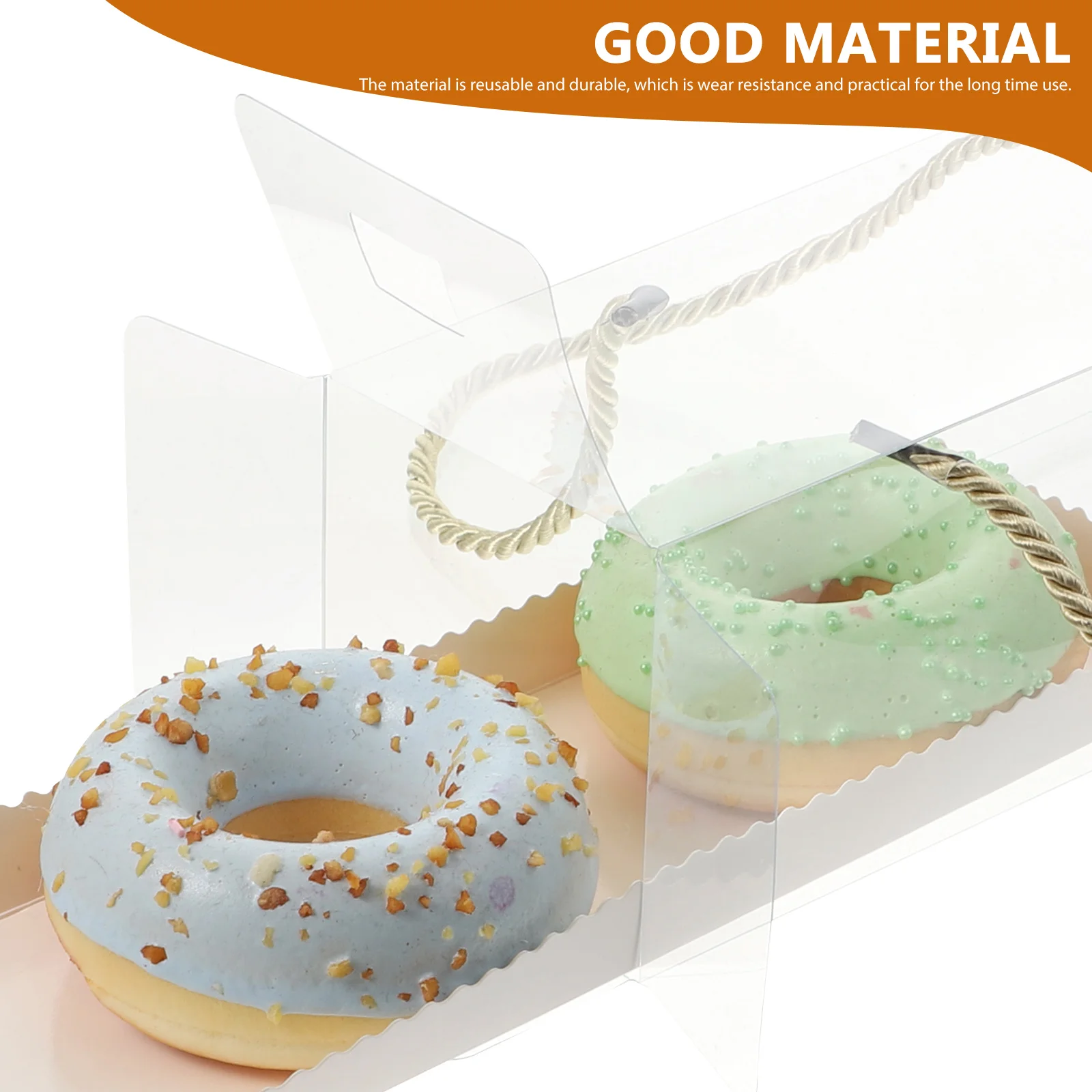 

10pcs Cake Boxes For Baking Dessert Storage Container With Lid Portable Handle Reusable Plastic Rectangular Carrier Clear