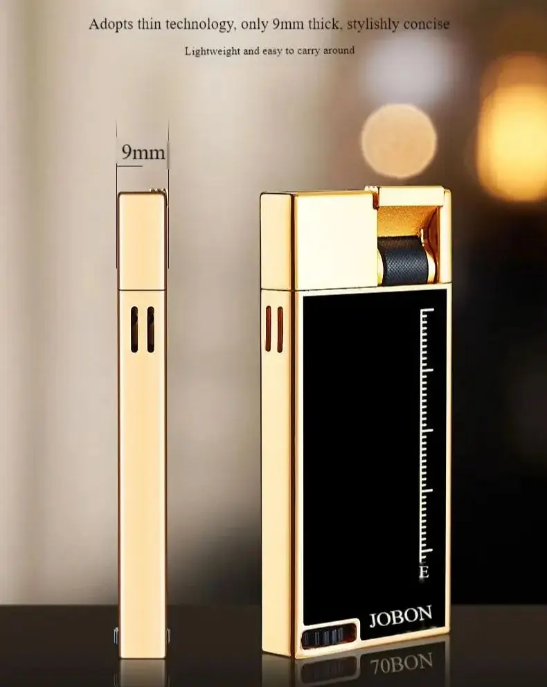 JOBON Thin Cigar Lighter Cigarette Jet Blue Flame Windproof Refined Luxury Lighter Cigarette Accessories with Visible Gas Level