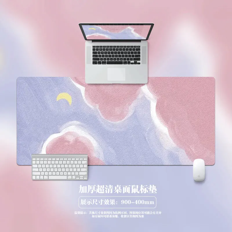 Nordic Oil Painting Mouse Pad, Extra Large Desk Mat Stitched Edge, Gaming Keyboard Pad for Students, Aesthetic Computer Mat