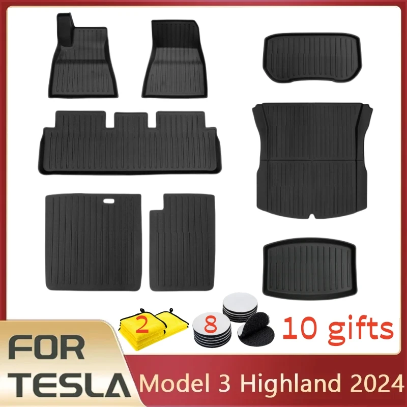 For Tesla Model 3 2024 Highland Floor Mats Cargo Liner Waterproof Anti-slip Trunk Mat TPE Pads Model 3 2024 Highland Accessories