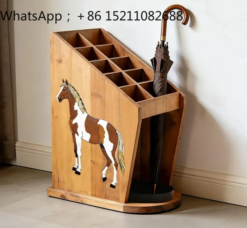 SCY Solid Wood Umbrella Barrel Commercial Hotel Umbrella Stand Creative Umbrella Storage Barrel