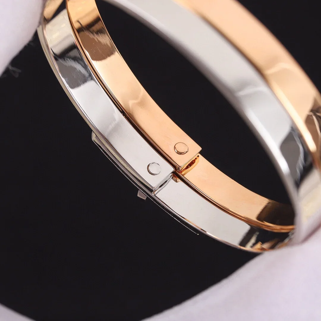 Europe Designer Classic Style Crystal Diamond Rose Gold Silver Bracelet Woman Top Quality Luxury Jewelry Trend