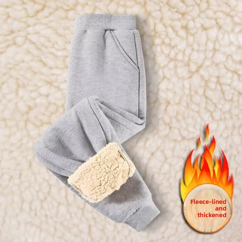 1 Stück Herbst-Winter Kinder Thermo-Sporthose, Teenager Fleece-gefütterte Freizeithose, Kinder Fleece-Hose 110cm-170cm – Detail 8