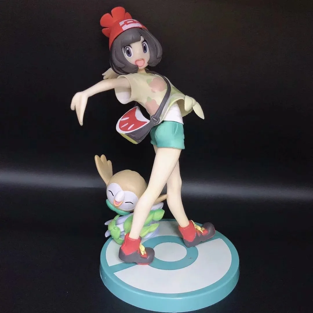 Anime Pokemon Selene Mizuki with Mokuroh Rowlet 1/8 PVC Action Figure Game Statue Collectible Model Kids Toys Doll Gifts 19cm