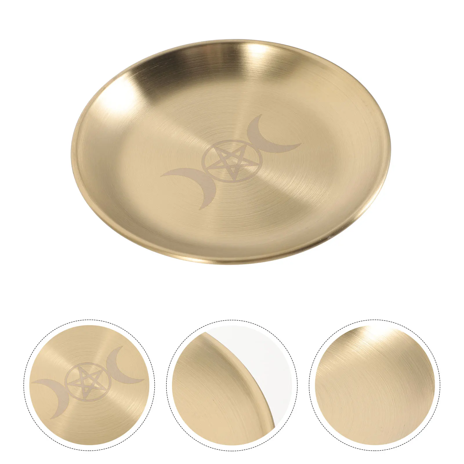 

Pentacle Gold Plate Trinket Tray Elegant Storage Jewelry Dish Golden Iron Vintage Ring Office Altar Supplies Decorative