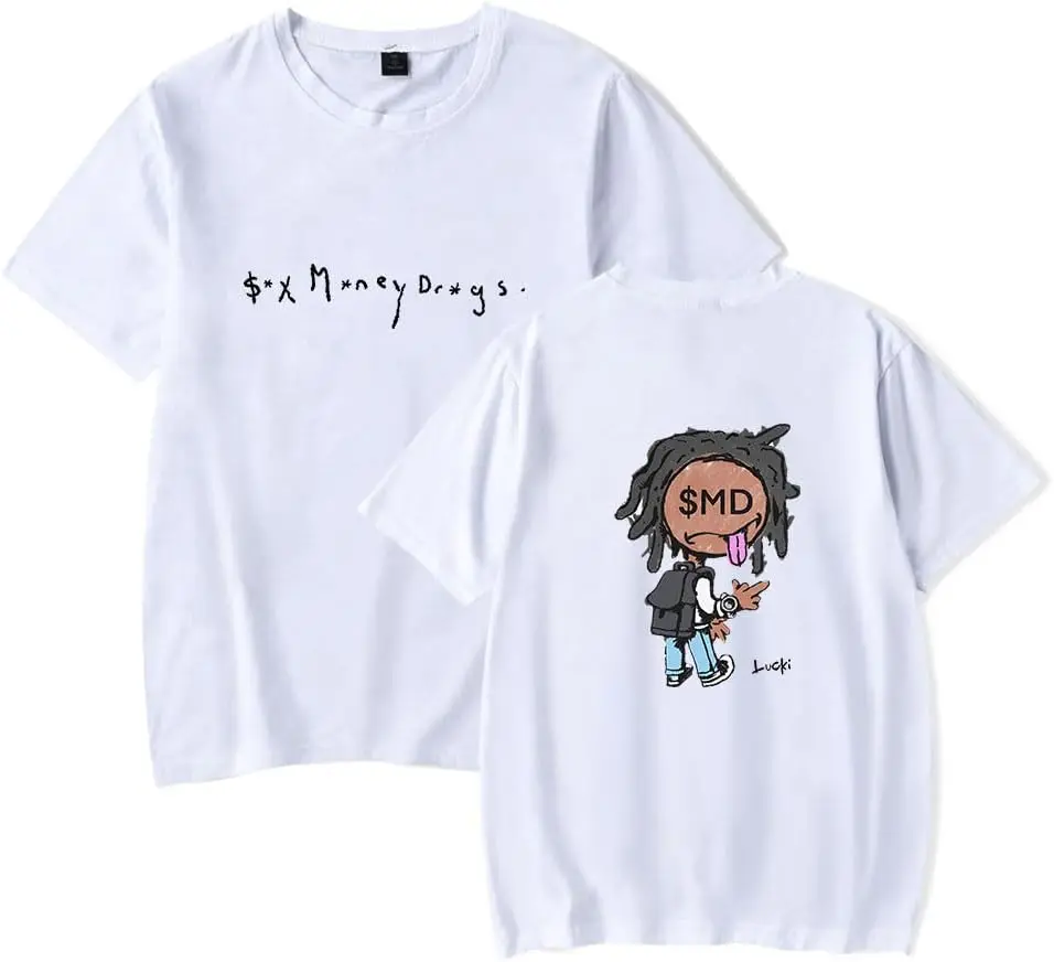 lucki Merch Album SMD Graphic Tshirt for Men/Women Music Fans Hip hop Crewneck Pullovers halajuku Tops