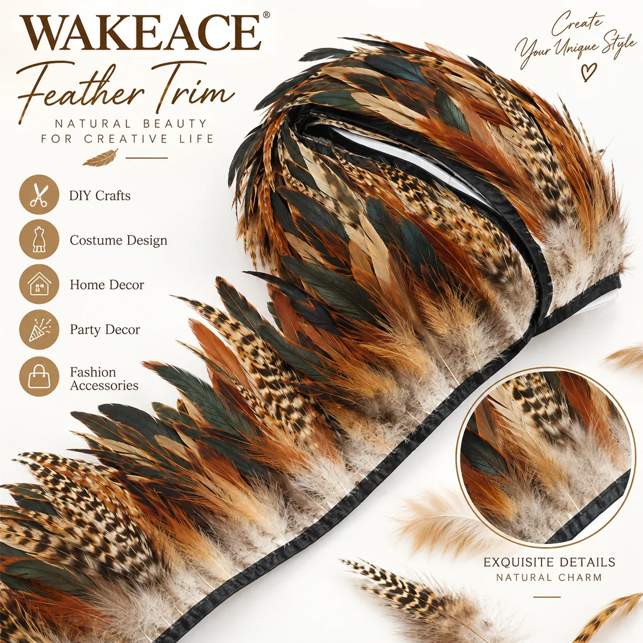10M Natural Peacock Rooster Feather Trim Fringe for Sewing Dress Costume Carnival Clothing DIY Craft Decoration Accessories