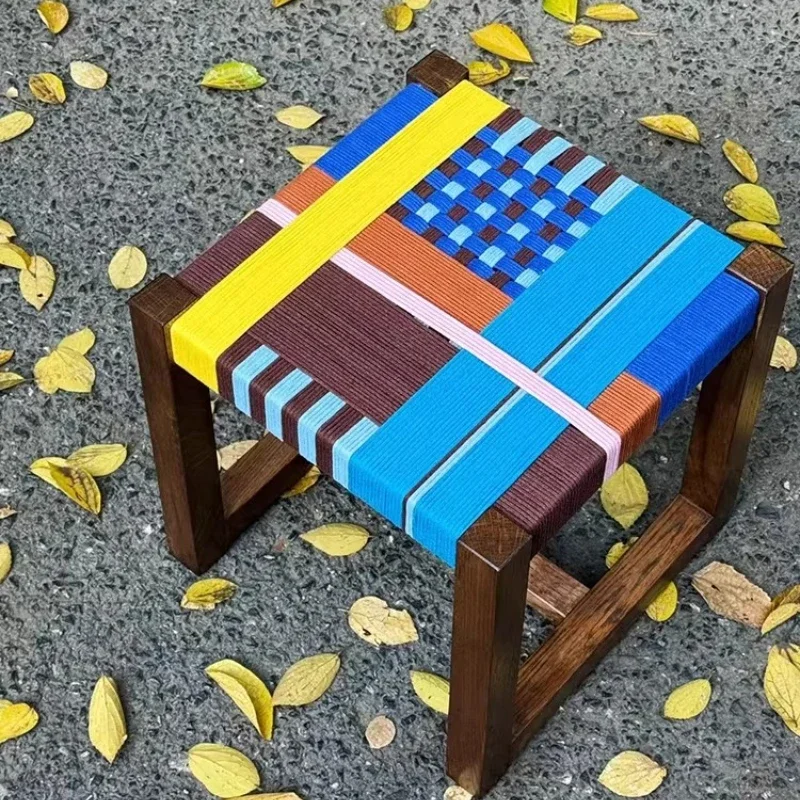 Hand woven dopamine seat, living room home shoe changing stool
