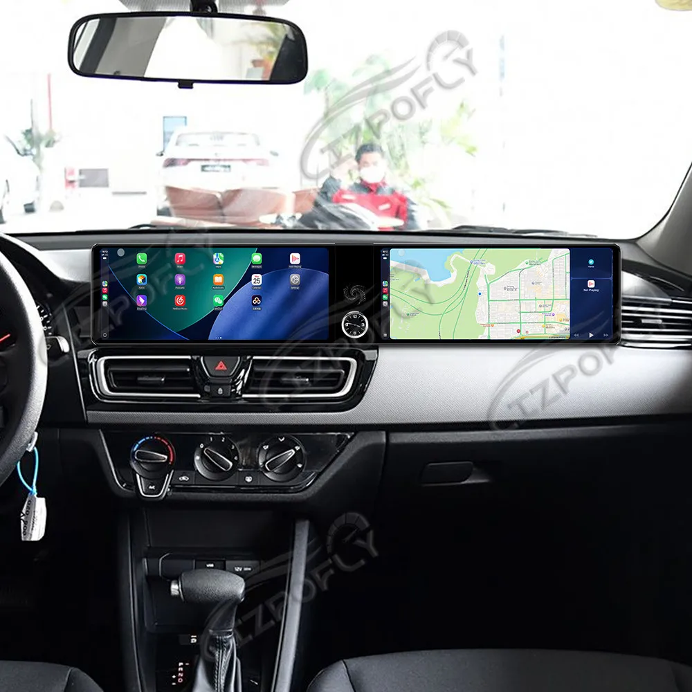 

12,3-дюймовый автомобильный радиоприемник с двойным экраном Android для Kia Forte 2018-2019 CarPlay Мультимедийный видеоплеер GPS-навигация Стерео головное устройство