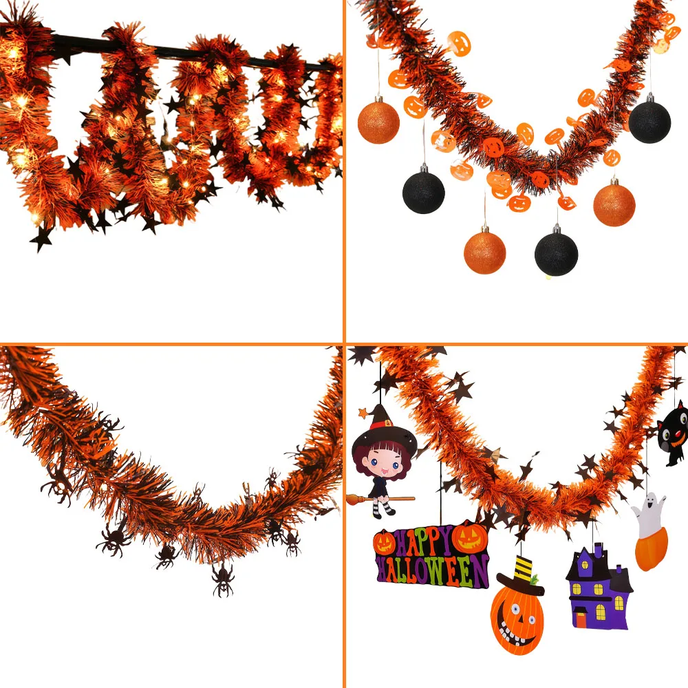 

Halloween Decorative Streamers,Festival Garland ,Paper Garland with Pumpkin Spider Pull Flower Decor for Party