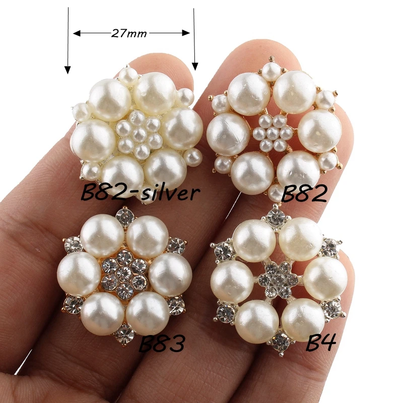 120PCS 27MM Fashion Glass Plated Rhinestone Buttons For Headbands Silver Crystal Button For Hair Accessories Flower Centers