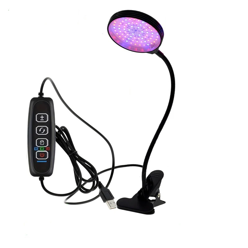 Luz de crecimiento de plantas Luz de relleno impermeable LED de espectro completo de 15W, con interruptor temporizado automático 5 tubos de cuello de cisne regulables y ajustables