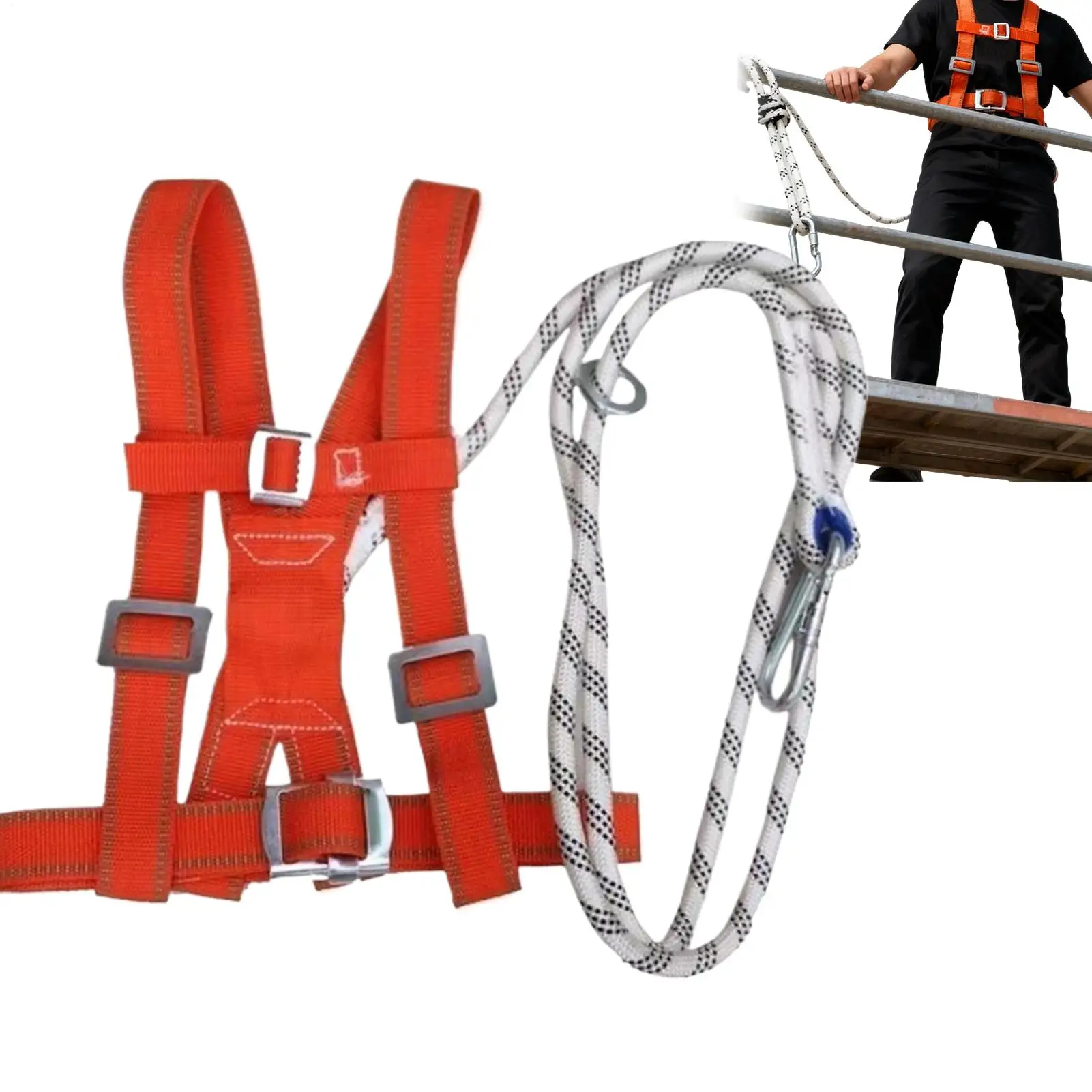 

Safety Harness Fall Protection, Adjustable Double-Strap Gear for Men, Construction Roof Work Warehouse Utility Bridge Repair