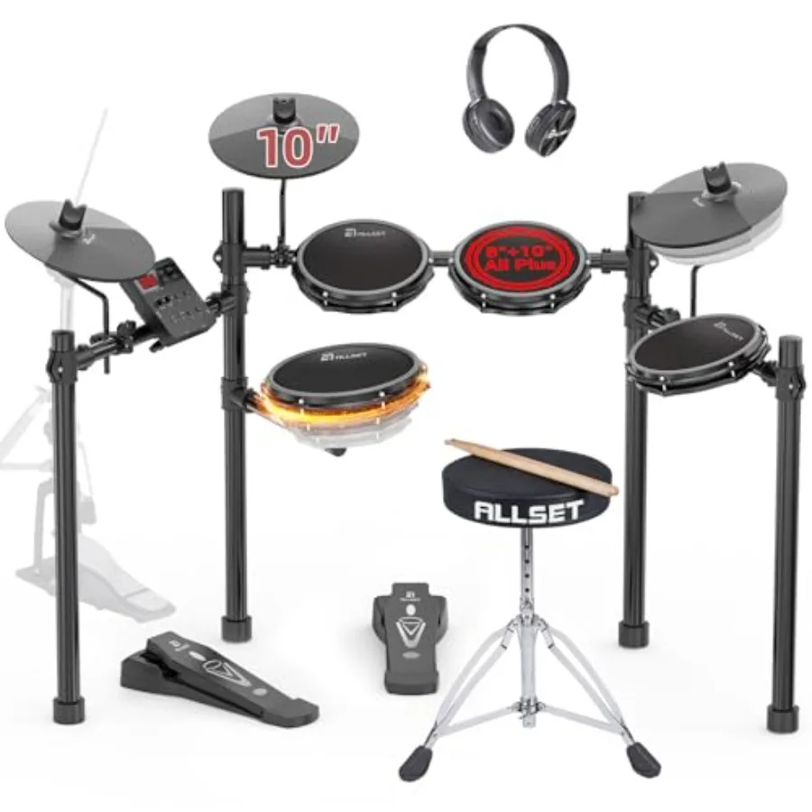 Groove Electric Drum Kit for home practice: mesh pads, black, silent operation with compact foldable design