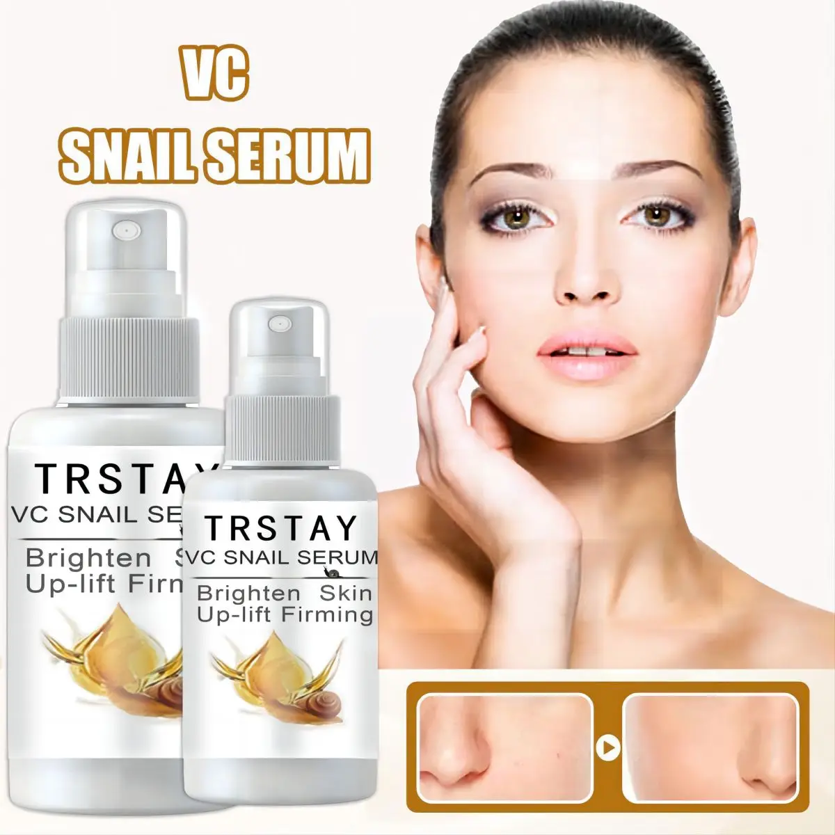 TRSTAY VC Snail Serum Facial Repair Essence Redness Pores Whiten Shrink Skin Brighten Cream 20ml Lighten Face Wrinkle Care