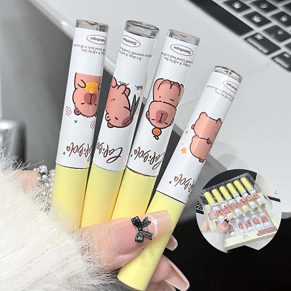 6-color  Mirror Lip Glaze Set Cute Capybara 6 Colors Highly Pigmented Lip Stain Hydrating Glossy Lip Makeup Perfect Gift