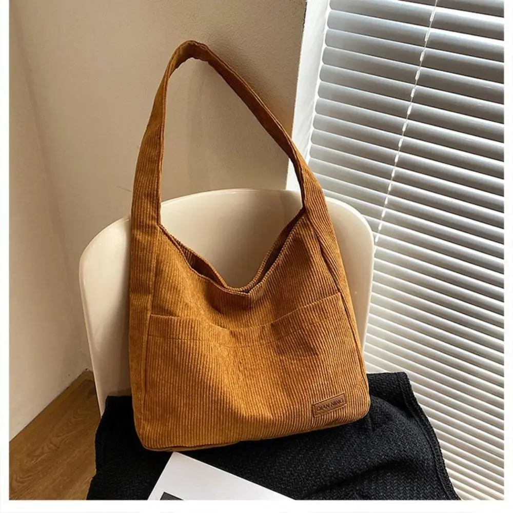 Borsa a tracolla in tela tinta unita borsa a tracolla autunnale in velluto a coste Casual borsa a tracolla classica Vintage donna ragazze