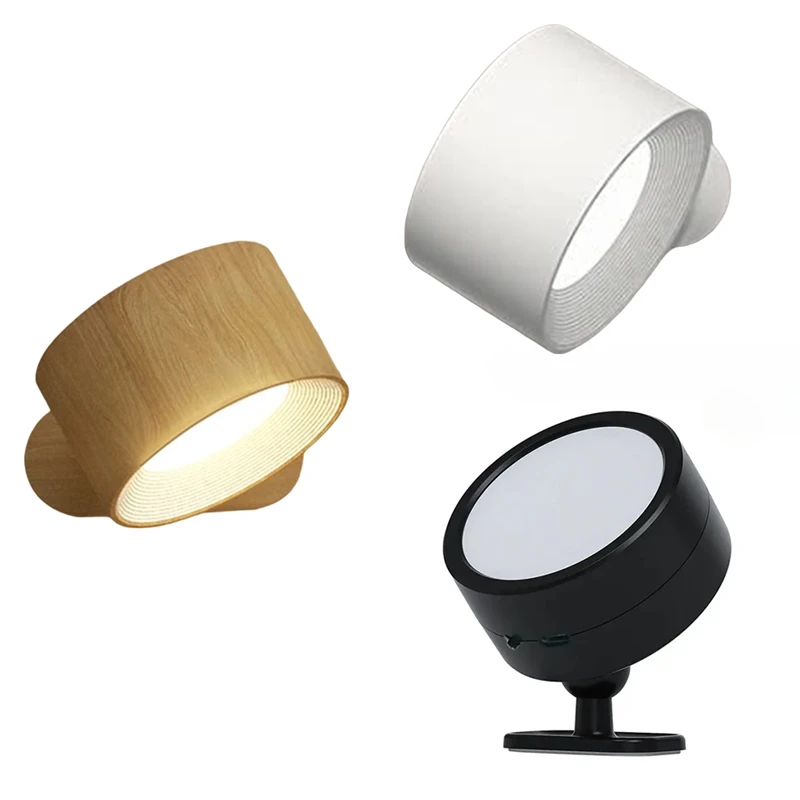 

F-3C 360 Degree Rotating Wall Lamp LED Bedside Reading Book Lamp Rechargeable Portable Touch Adjustable Night Light