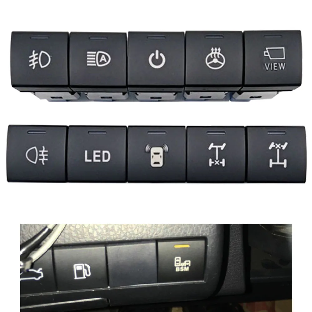 Car LED Power Fog Light DRL Rearview Steering Wheel Heating Switch Button For Toyota Camry 2018 Avalon Rav4 2019 2020 Prado 150
