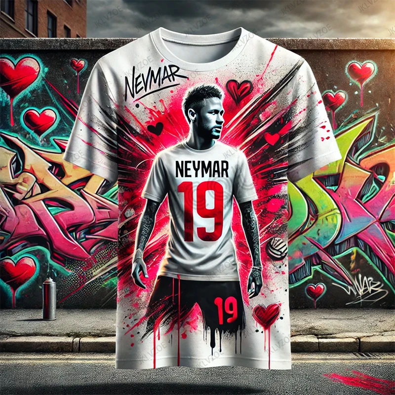 Valentine's Day CHATGPT Designed Street Graffiti Sports Short Sleeve Neymar 19 Soccer Jersey Men T shirt Fashion Kids/Adult Tops