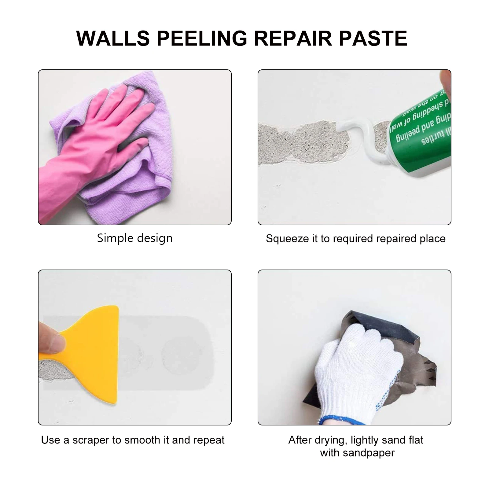 

2 set Wall Mending Repair Kit White Latex For Home Crack Fix Scrub Resistant Weatherproof Wall Repair Paste Mending Ointment
