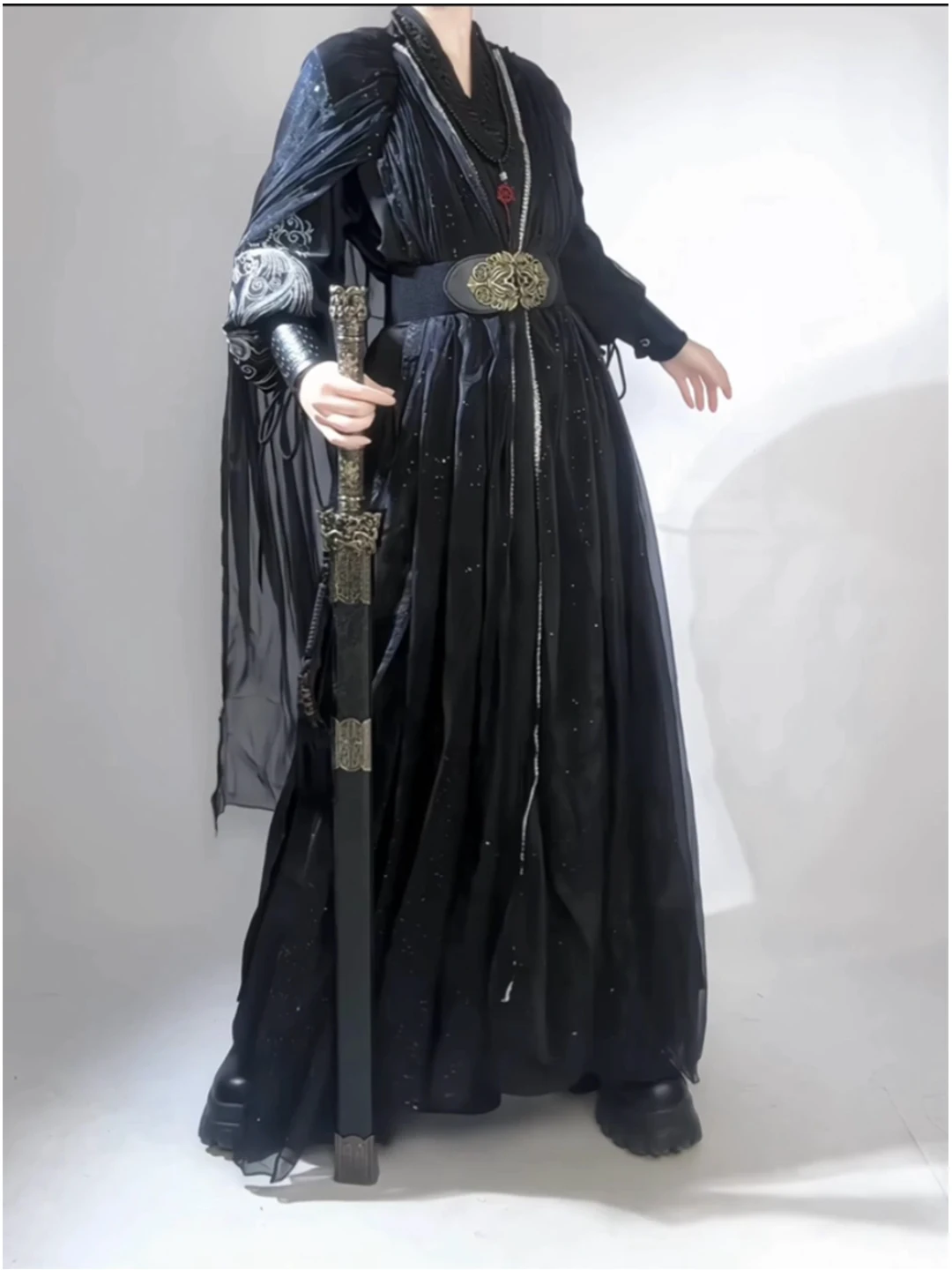 Black Elegant Hanfu Costume for Men And Women Stylish Martial Arts Outfit Cool Film And TV Performance Costume Cosplay